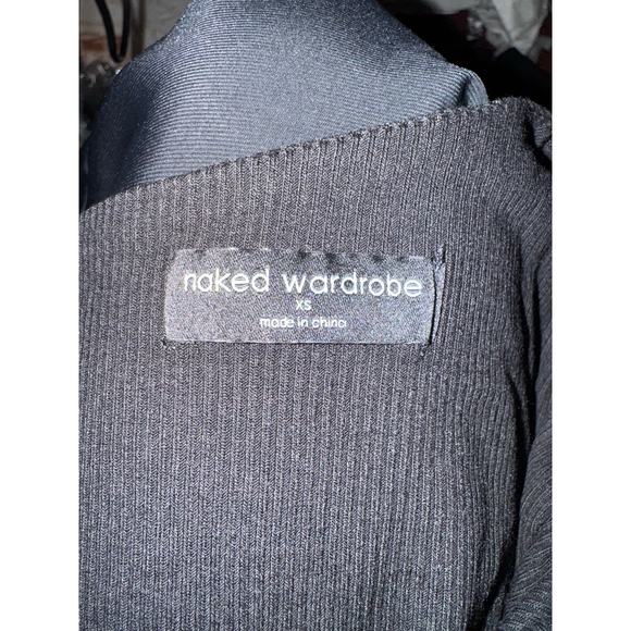 NAKED WARDROBE Black Ribbed Cropped One Shoulder Top Size XS - Picture 5 of 7